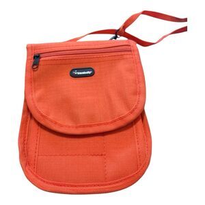 Travelocity Travel Bag Bright Orange Neck Wallet/Passport Holder